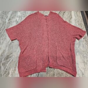 Pink Clover Open Knit Textured Short Sleeve Cardigan – Size M